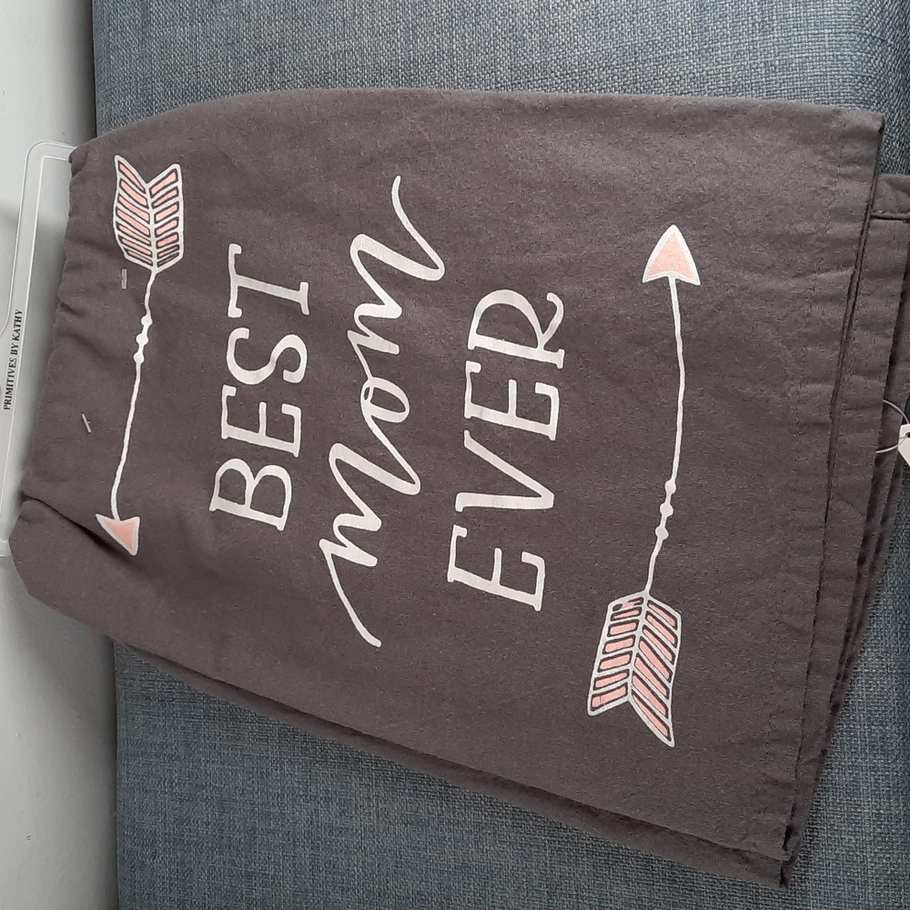Best Mom Ever Kitchen Dish Hand Towel Cotton Gray Love Mother NWT